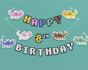 Guirnalda imprimible de cumpleaños con temática de videojuegos de videojuegos infantiles, ideal para fiestas infantiles.