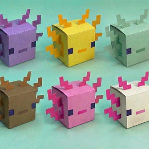 Axolotl Party Favours Box Pixel Mine Blox Gamer Birthday Loot Box Printable Template Eco Friendly DIY Digital Download Kids Party