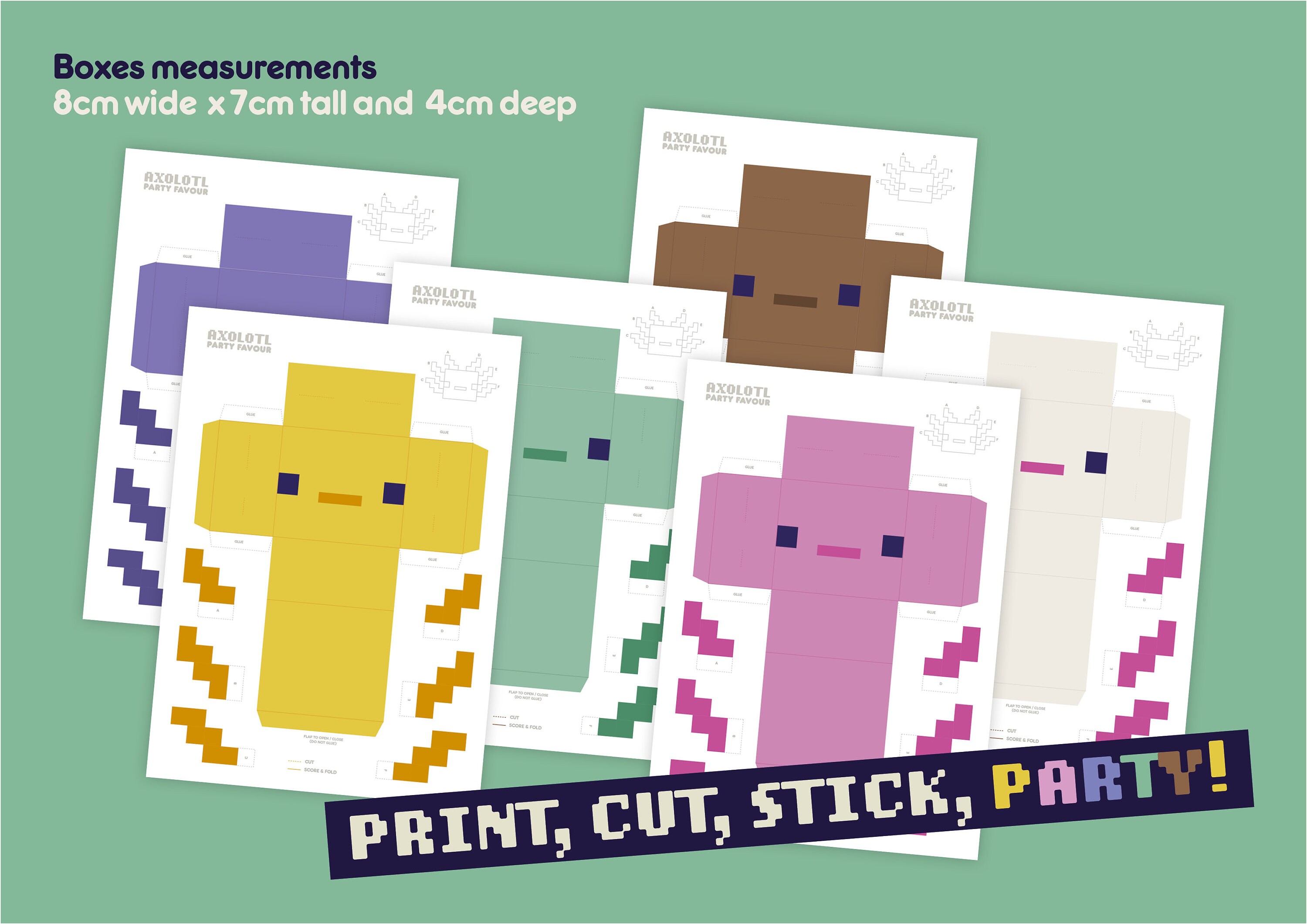 Axolotl Theme Gamer Party Boxes