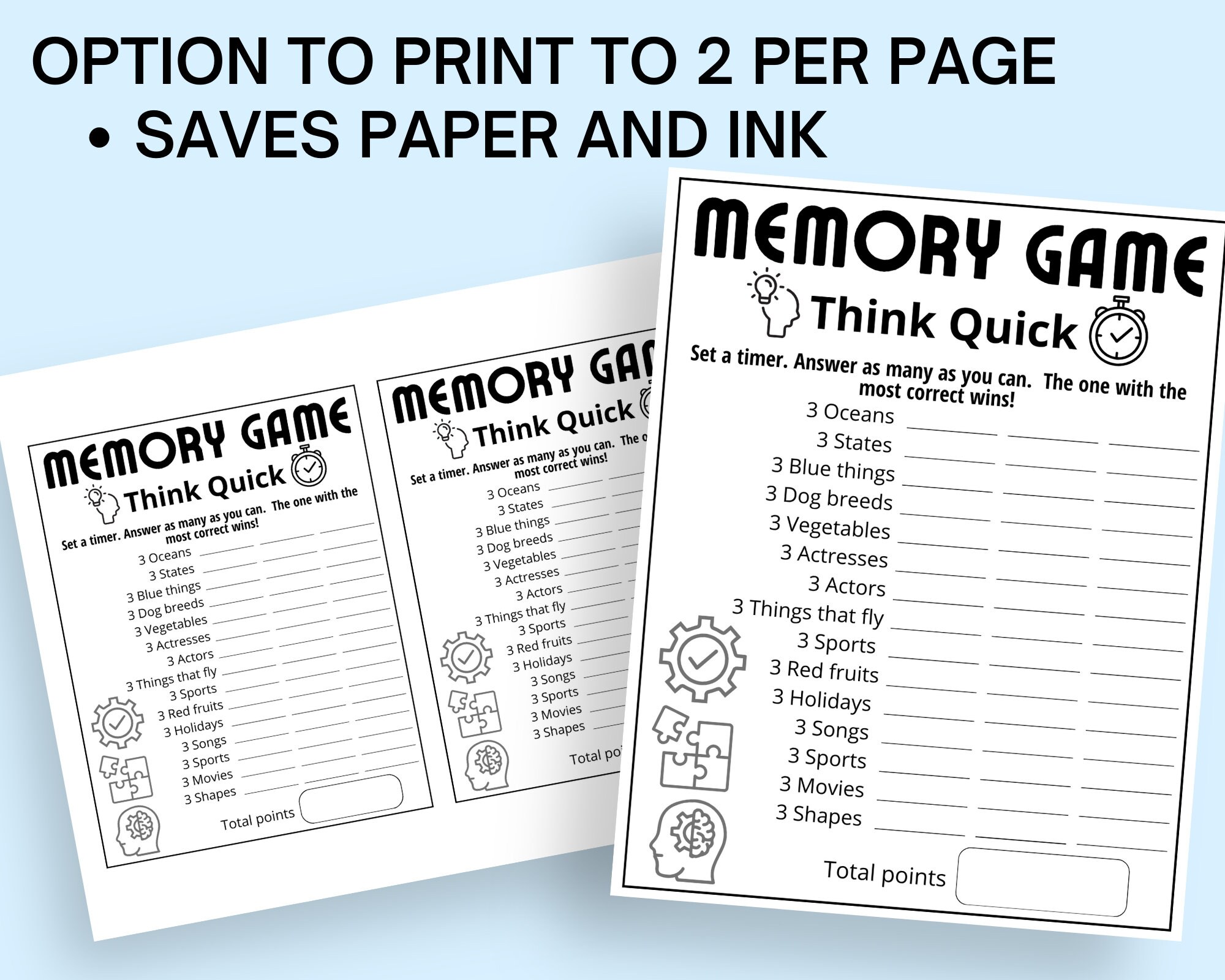 Think Quick Memory Care Game, Elderly Game,dementia Games,icebreaker ...