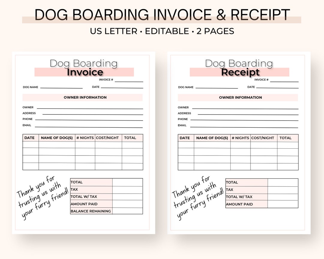 Dog Boarding Invoice Template Dog Boarding Invoice Template