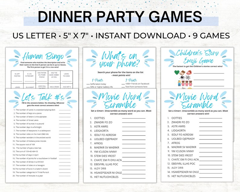 Dinner Party Games Icebreaker Games Conversation Starters Etsy
