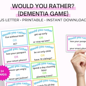 Senior Citizens Would You Rather Game, Elderly Game, Dementia Games, Ice Breaker Games, Conversation Starter Cards