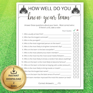 Team Building Games, How Well Do You Know Your Sports Team, Soccer Field Hockey, Volleyball Basketball Activity,Teammate Party, Holiday Quiz