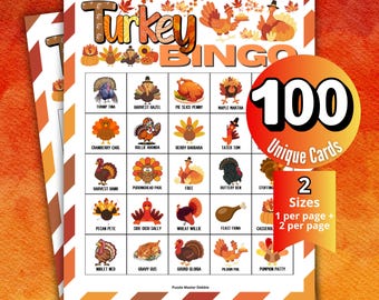 Thanksgiving Bingo Game, Turkey Bingo, Friendsgiving Party Games, November Bingo Cards, Senior Bingo Night, Fall Classroom Fundraiser Raffle