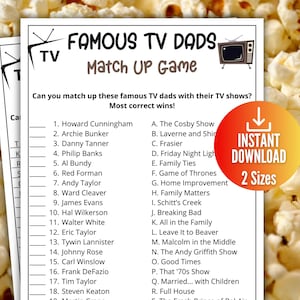 Kultiges TV Dads Trivia-Spiel, Fernsehen, Sitcom-Quiz, Vatertagsspiel, Babypartyspiel, Spiel für Kinder und Erwachsene, Familienspielabend, Büro-Quiz