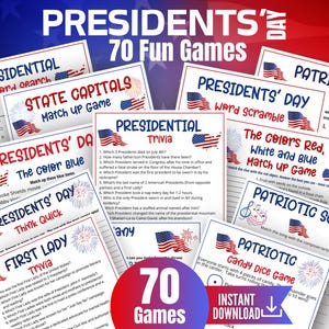 Presidents' Day Game Bundle, Mega Presidents Day Trivia,Patriotic Songs Game, Presidential Trivia Classroom Games,First Lady Trivia,70 games