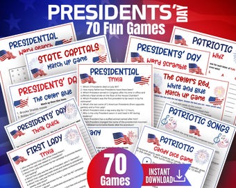 Presidents' Day Game Bundle, Mega Presidents Day Trivia,Patriotic Songs Game, Presidential Trivia Classroom Games,First Lady Trivia,70 games