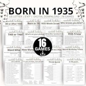 Feestspellen 90e verjaardag, spel geboren in 1935, spellen verjaardag 1935, cadeau spellen 90e verjaardag, triviaquiz 1935, popcultuurspel 1935