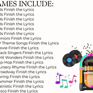 Finish the Lyrics Trivia Game Bundle,90s 80s 70s 60s 50s 40s Music Games for Kids Teens Adults &Seniors,Memory for Seniors,Song Trivia Party imagen 10