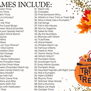 Halloween Games, Halloween Party Game Bundle, Classroom Halloween Activity, 60 Fun Printable Halloween Games for Adults, Teens and Kids image 7