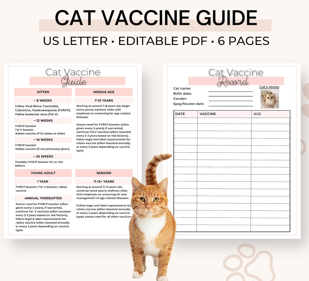 Kitten Vaccine Guide, Kitten Vaccine Tracker, Cat Vaccine Chart