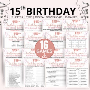15th Birthday Party Games, Born in 2010 Game Bundle, Best Selling Fifteenth Birthday Games,Teen Activities for a 15-Year-Old Girl&#39;s Birthday