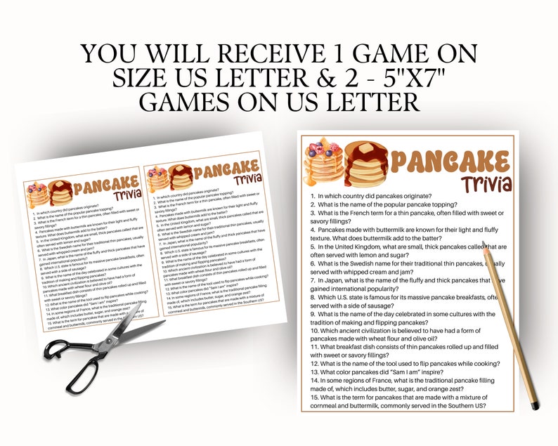 Pancake Party Games Bundle, Pancakes and Pajamas, Pancake Day Games