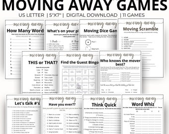 Going Away Party Games - Farewell Party Bundle, Moving Party Printable Games, Bon Voyage, Relocation gift, 11 Fun Games for Adults and Kids