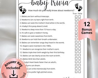Baby Trivia for Baby Showers, Printable True False Game for Gender Reveal, Mommy to be game,Baby Sprinkle Activity,Daycare Mom Baby Fun Quiz