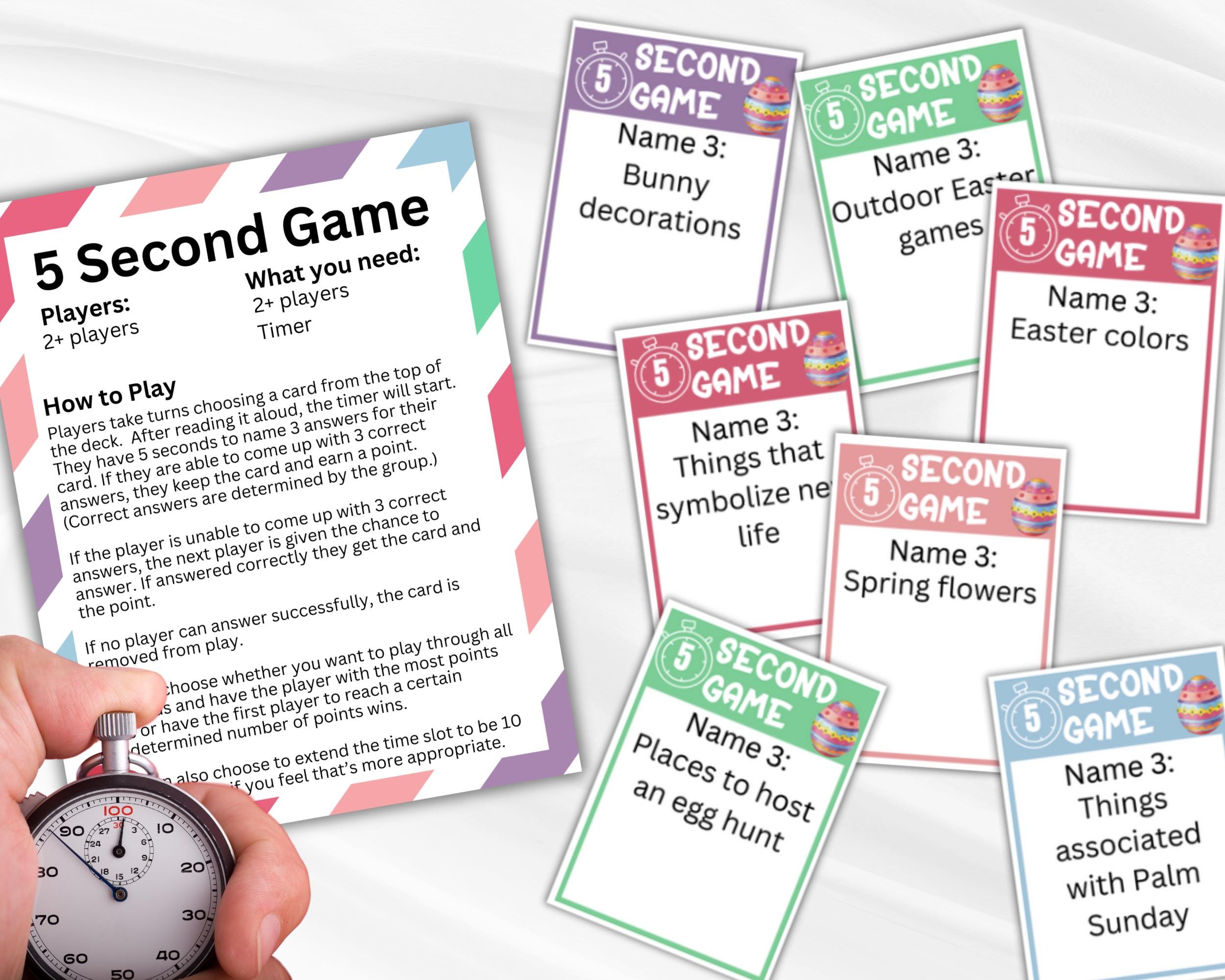 Easter 5 Second Game, Spring Activity for Kids Teens and Adults, Spring ...