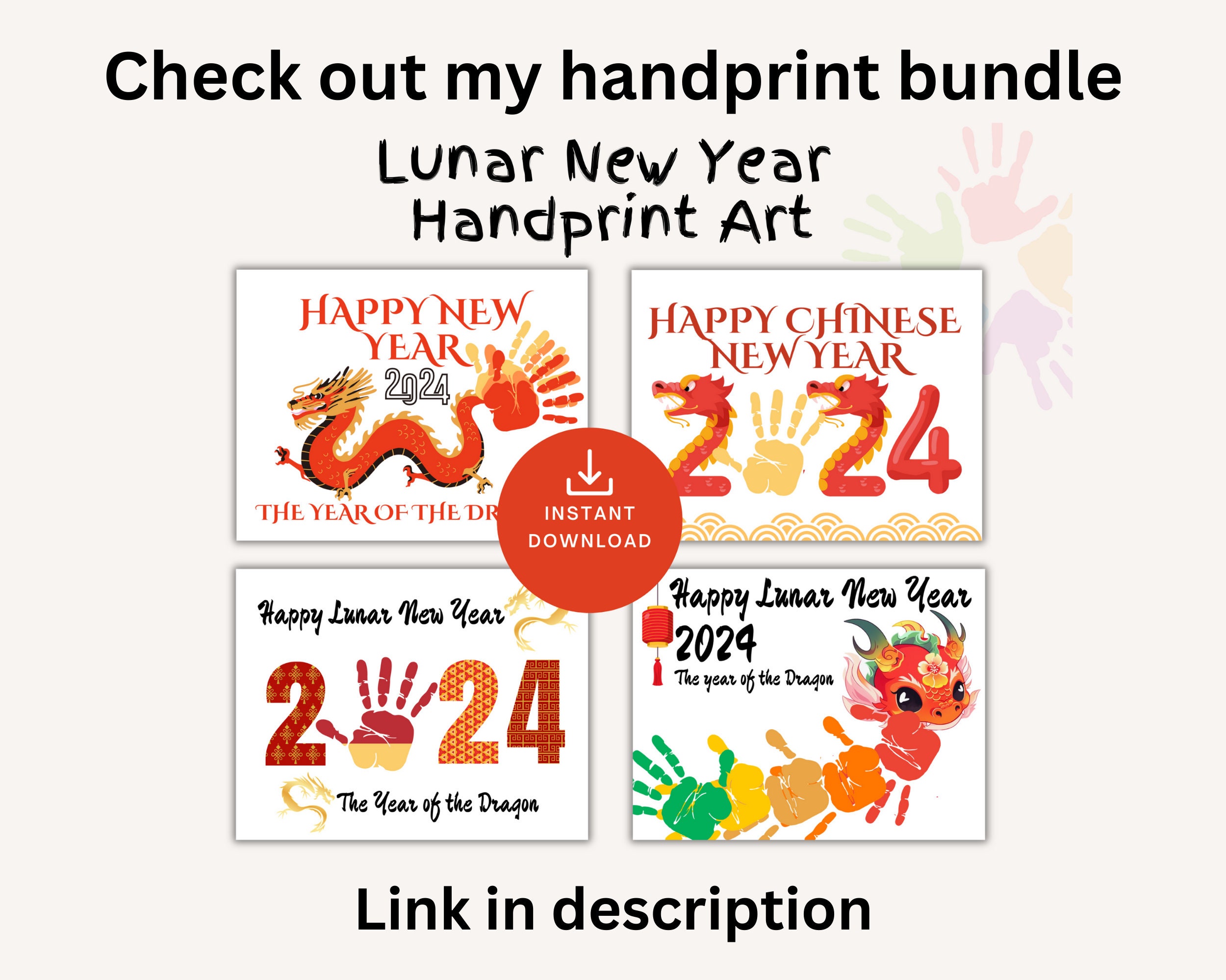 Lunar New Year Handprint Craft, Chinese New Year Handprint Art, Year of
