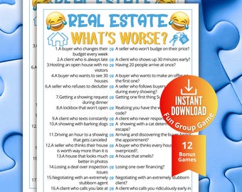 Real Estate Culture Trivia Game, What's Worse Quiz,Hilarious Conversation Starter Game for Real Estate Agents and Brokers,Staff Appreciation