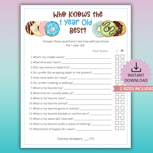 Wer kennt das einjährige Beste, Babys erster Geburtstagsquiz, wie gut kennen Sie das Geburtstagskind-Junge, Geburtstags-, druckbare Geburtstagsspiel