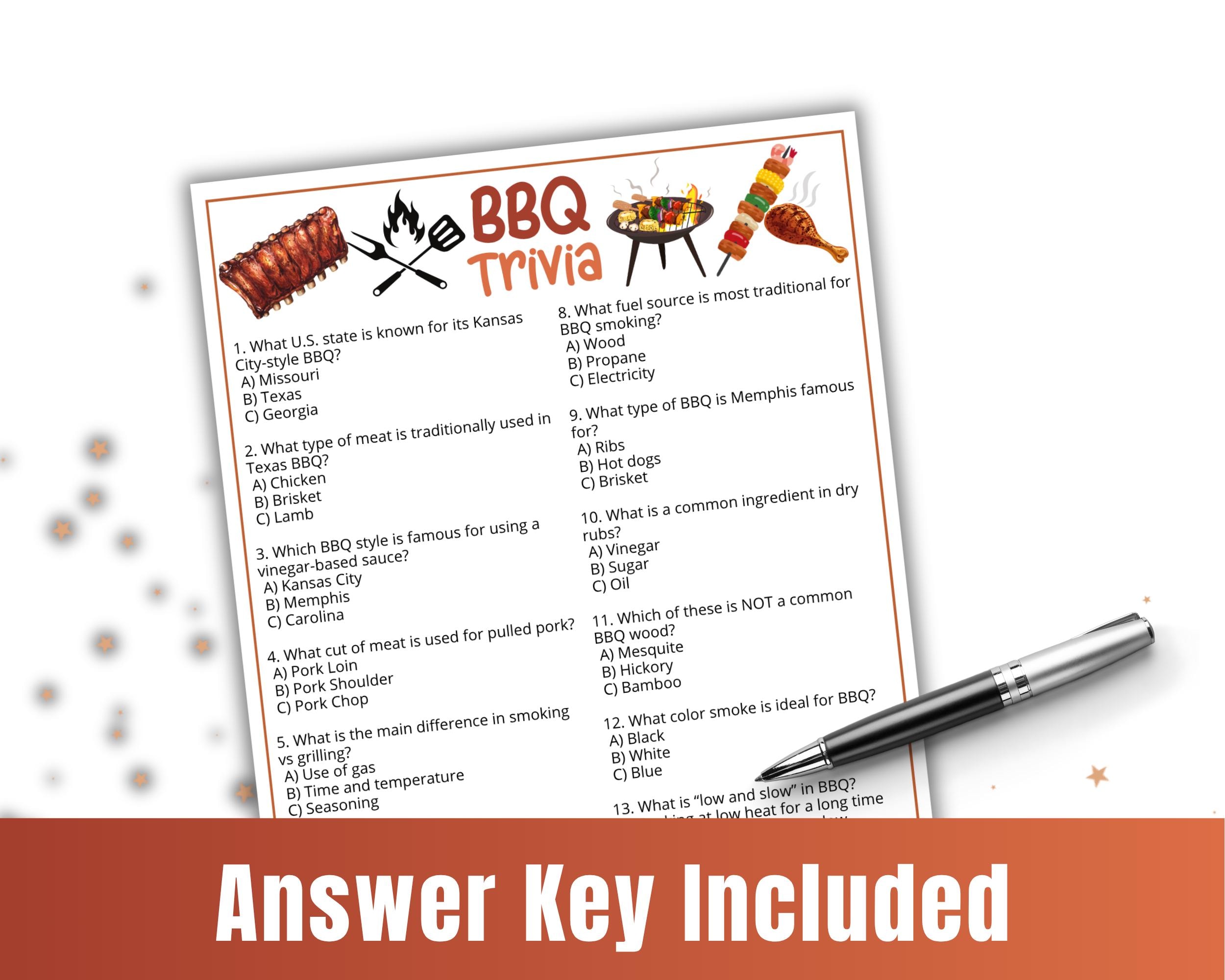 Barbecue Riddles BBQ Trivia Game, Printable Barbecue Game for Kids & Adults, BBQ Baby ...