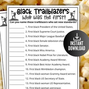 Famous Black Firsts Trivia Game, African American Trailblazers Quiz, Black Culture Trivia Part, Black History Month, Family Game Night