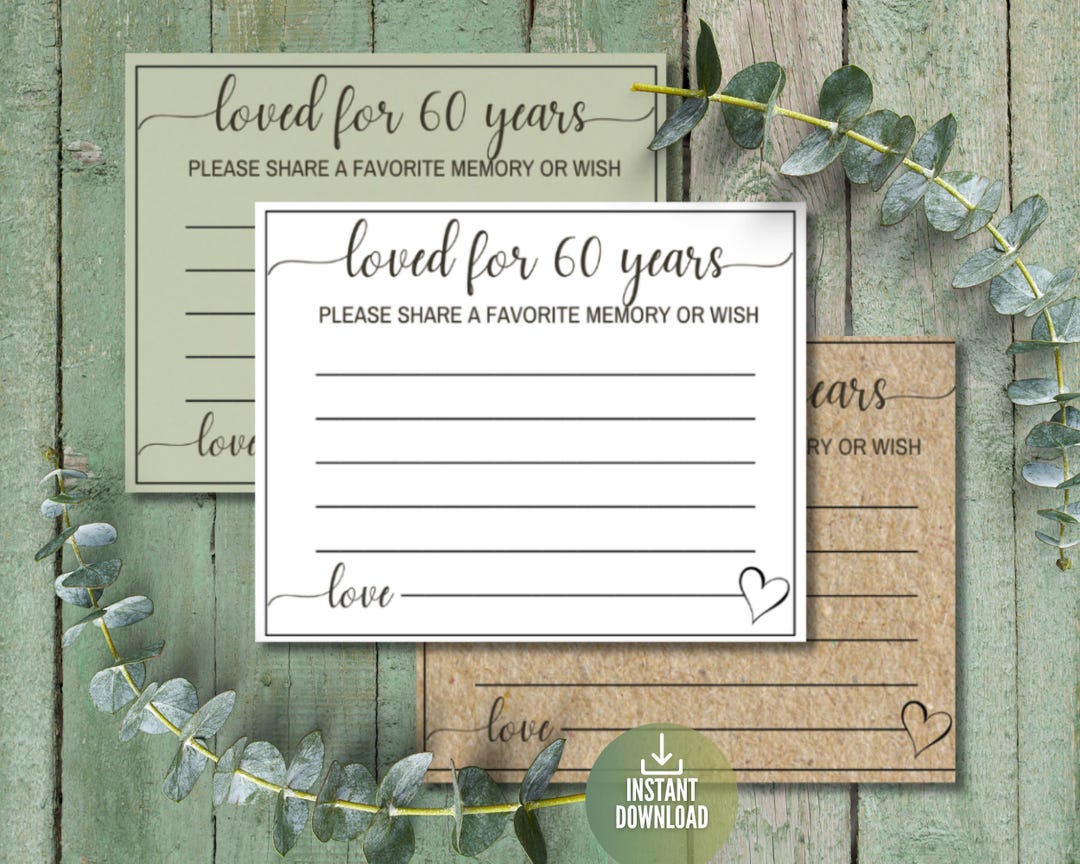 Loved for 60 Years, 60th Birthday Party Wishes, Share a Favorite Memory ...