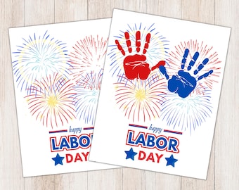 Labor Day handprint, Fireworks Handprint Art, Patriotic Activity, Handprint Craft Keepsake, Printable PDF for teachers and Daycare