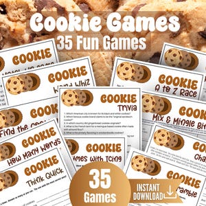 クッキーゲームバンドル、35種類のゲーム、クリスマスゲーム、フレンズマスの印刷物、クッキーバレンタインパーティーゲーム、クッキートリビア、クッキーマッチアップゲーム、クッキースワップ