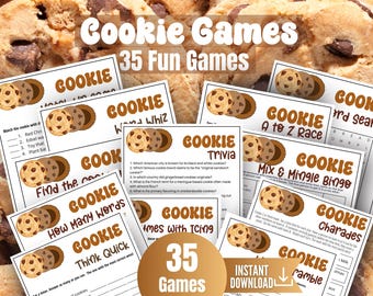 Lot de jeux de cookies, 35 jeux, jeux de Noël, à imprimer Friendsmas, jeu de fête avec des cookies pour la Saint-Valentin, anecdotes sur les cookies, jeu d'association de cookies, échange de cookies