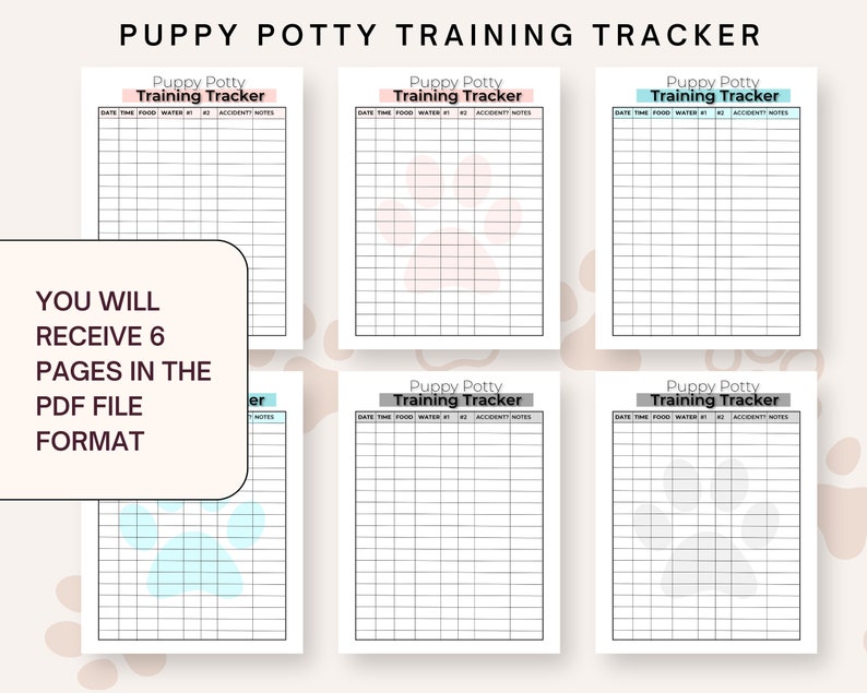Puppy Potty Training Tracker Printable PDF D01 (Instant Download) Etsy