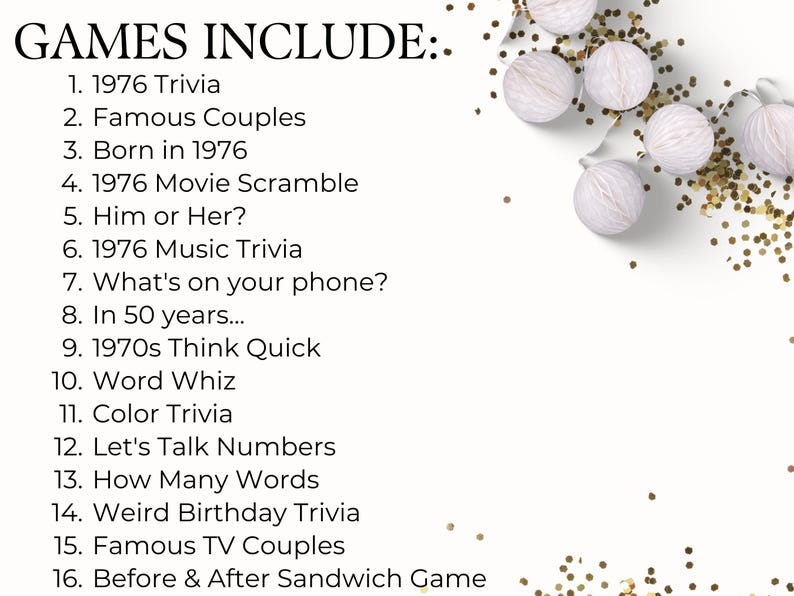 50th Wedding Anniversary Games, Married in 1978 Game, 1976 Golden Anniversary Games, 50th Anniversary Gift, Printable 16 Game Bundle Gift image 5