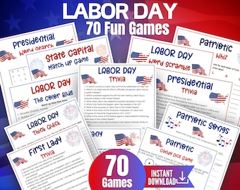 Labor Day Game Bundle, Mega Labor Day Trivia, Patriotic Songs Game,President Trivia Classroom Games,Labor Day BBQ,First Lady Trivia,70 games
