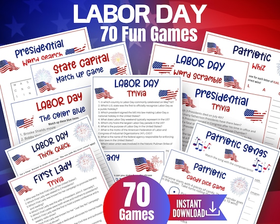 Labor Day Game Bundle, Mega Labor Day Trivia, Patriotic Songs Game,President Trivia Classroom Games,Labor Day BBQ,First Lady Trivia,70 games