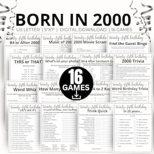 Jeux de fête pour 25e anniversaire, jeu né en 2000, jeux d'anniversaire de 2000