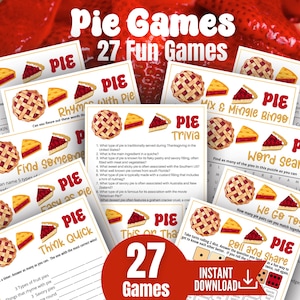 Pie Game Bundle, 27 Games, Christmas Games, Thanksgiving Games, Christmas Printable, Pie Contest, Holiday Party Game, Pie Night Party,Pi Day