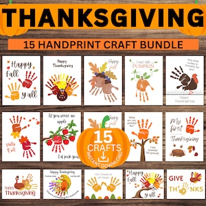 Thanksgiving Handprint Art, Fall Handprint Craft, Turkey Kid Craft, Handprint Keepsake, Thanksgiving Crafts, Printable PDF