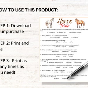 Horse Trivia Game, Printable Horse Trivia for Parties, Derby Party Game ...
