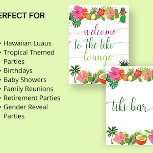 Hawaiian Luau Signs, Kids Tropical Birthday Party, Hawaiian Baby Shower ...