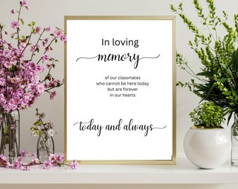 In Loving Memory of Our Classmates Memorial Sign Printable,School Reunion Memorial Sign,In Memory of Reunion Sign,college high school alumni