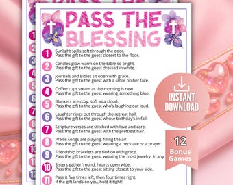 Pass the Blessing Game,Printable Womens Ministry Game,Ladies Church Icebreaker,Women Bible Game Christian Game for Adults,Womens Retreat BB1