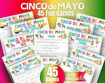 Cinco de Mayo Game Bundle, Cinco de Mayo Trivia Games, Fiesta Games,Fifth of May Classroom Activity,Mexican Culture Games,Taco Margarita Fun