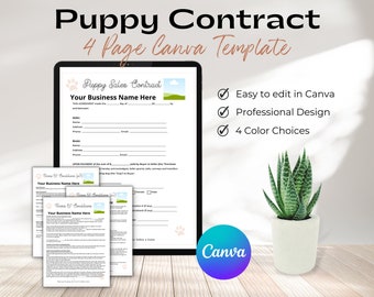 Puppy Contract, Puppy Contract of Sale, Puppy Contract Deposit, Dog Adoption Contract, Puppy Purchase Contract, Puppy Sale Contract Template