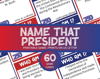 Name That President Game,Patriotic Trivia Game,250th July 4th Activity For Kids & Adults,Presidents' Day Party,Classroom Fun,Senior Center