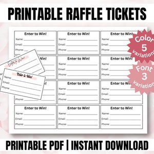 Billets de tombola imprimables, participez pour gagner des billets, modèle de billet de tombola pour collecte de fonds, billet de tombola minimaliste, téléchargement immédiat