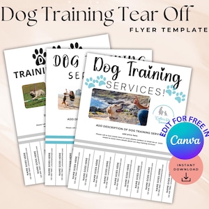 Bearbeitbarer Marketing-Flyer für Hundetraining, Hundetrainer-Abriss-Flyer, Welpen-Training-Business-Werbevorlage, anpassbare Canva-Vorlage