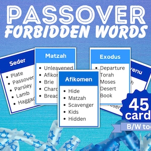 Passover Forbidden Words Game, Seder Activity For Kids and Adults,Passover Party and Classroom Game,Printable Jewish Game,Pesach Seder Games
