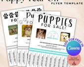 Editable Puppy Marketing flyer, dog adoption puppy tear off flyer, puppies for sale advertising template, Canva template digital download