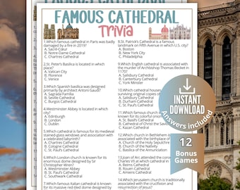 Famous Cathedral Trivia Game, Churches Quiz, Travel Game for Adults,Bible Family Game Night,Church Party Games,Art History Games BB1