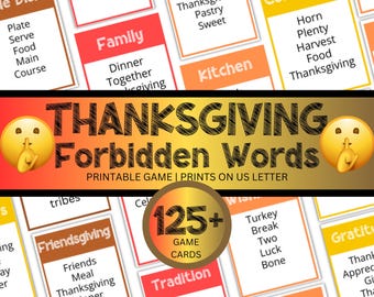 Thanksgiving Forbidden Words Game, Friendsgiving Activity For Kids,Teens & Adults,Fall Senior Center Party,Printable November Classroom Game